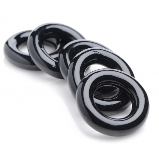 Комплект из 5 черных эрекционных колец для мошонки Ring Master Custom Ball Stretcher Kit - XR Brands - в Твери купить с доставкой
