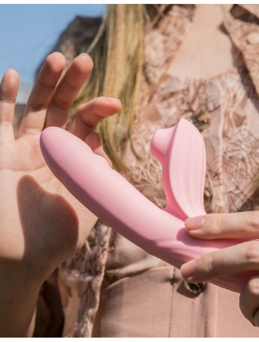 Розовый вибратор Anita с возвратно-поступательными движениями и вакуумом - 21,1 см. - BeYourLover