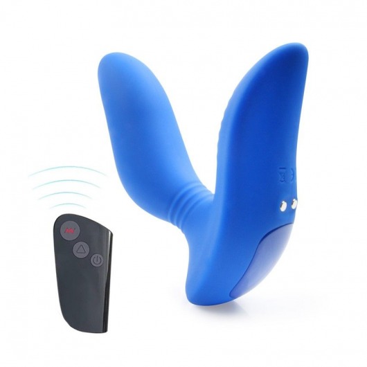 Синий вибромассажер простаты 3,5’’ Remote Control Curve P-spot Massager - 12 см. - Erokay - в Твери купить с доставкой