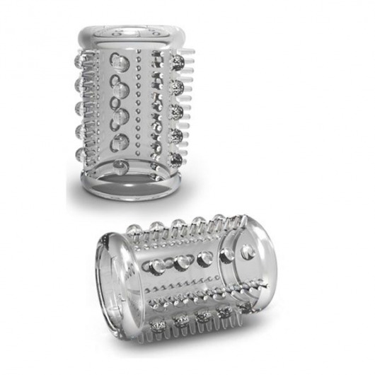 Прозрачная насадка с шипами и шишечками STAY HARD COCK SLEEVE 03 CLEAR - Blush Novelties - в Твери купить с доставкой