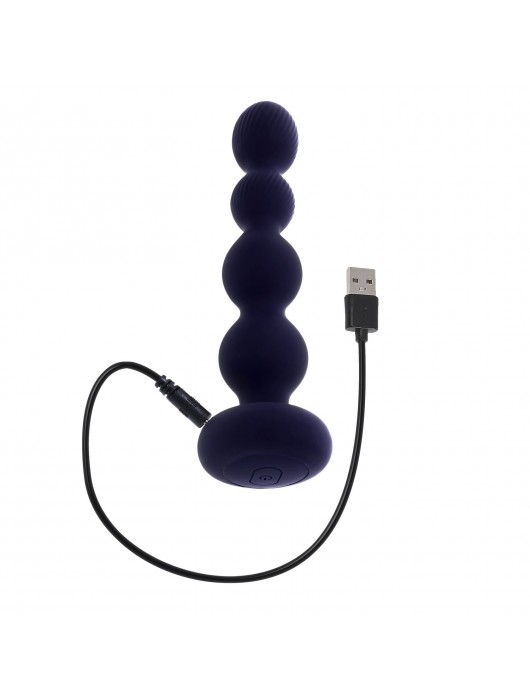 Фиолетовые анальные бусы с вибрацией и вращением Pleasure Orbit - 17,8 см. - Evolved