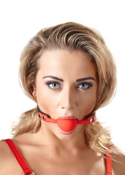 Силиконовый кляп-шар на чёрных ремешках Red Gag silicone - Orion - купить с доставкой в Твери