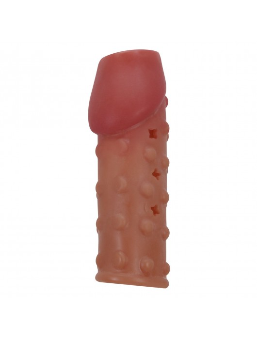 Телесная открытая насадка на пенис с бугорками - 19,8 см. - Baile - в Твери купить с доставкой
