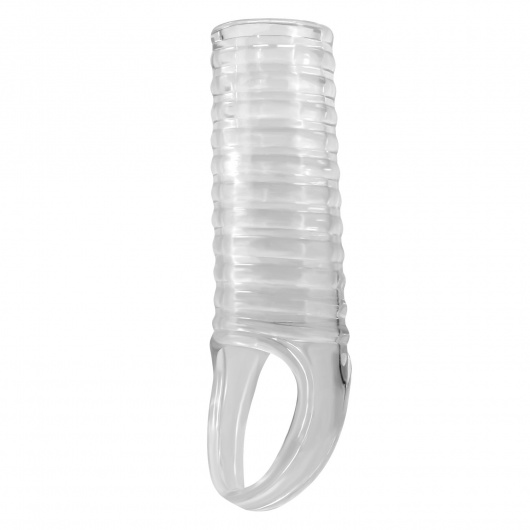 Прозрачная насадка на пенис с ребрышками и подхватом мошонки - Baile - в Твери купить с доставкой