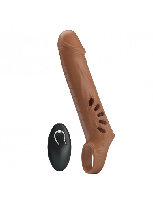 Коричневая вибронасадка с подхватом мошонки и пультом ДУ - Baile - в Твери купить с доставкой