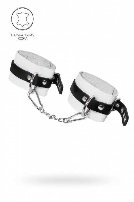 Бело-черные мягкие оковы с одним ремешком и люверсами - Pecado - купить с доставкой в Твери