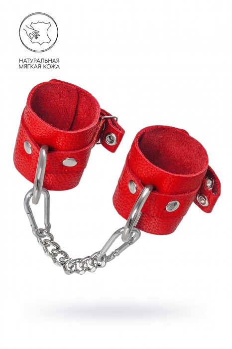 Красные мягкие кожаные наручники с люверсами - Pecado - купить с доставкой в Твери