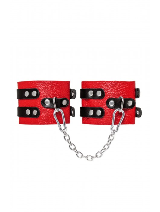 Красно-черные мягкие оковы с двумя ремешками с люверсами - Pecado - купить с доставкой в Твери