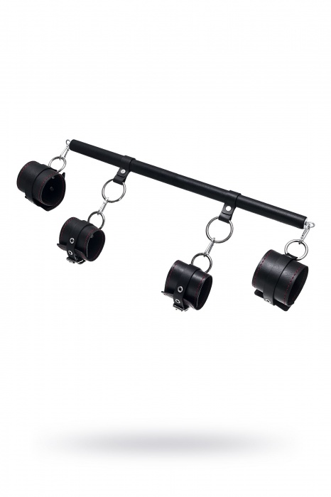 Черная распорка с 4 манжетами для рук и ног - Pecado - купить с доставкой в Твери