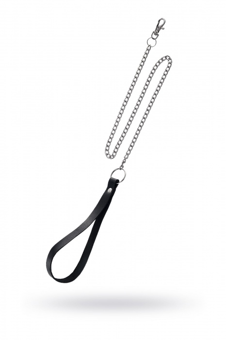 Поводок с ручкой из черной натуральной кожи и карабином для ошейника - Pecado - купить с доставкой в Твери