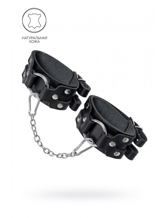 Черные кожаные оковы с двумя ремешками - Pecado - купить с доставкой в Твери