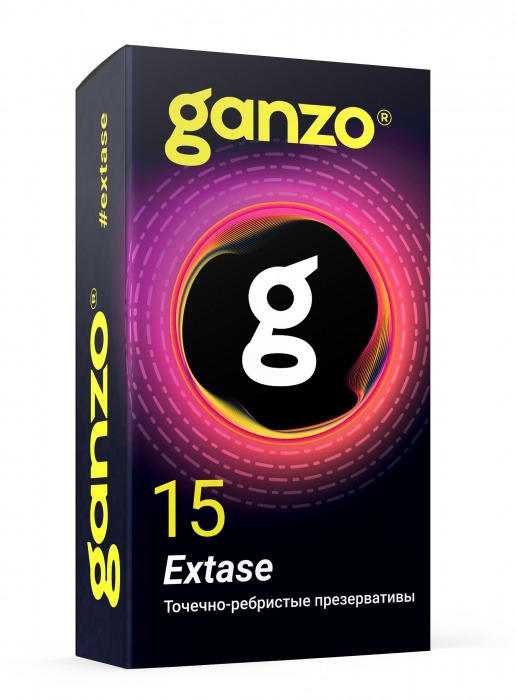 Презервативы анатомической формы с точечной и ребристой структурой Ganzo Extase - 15 шт. - Ganzo - купить с доставкой в Твери