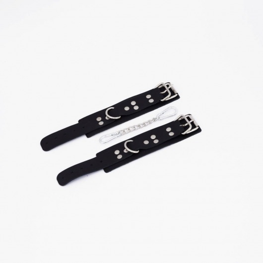 Черные кожаные наручники с регулируемыми ремешками - Crazy Handmade - купить с доставкой в Твери