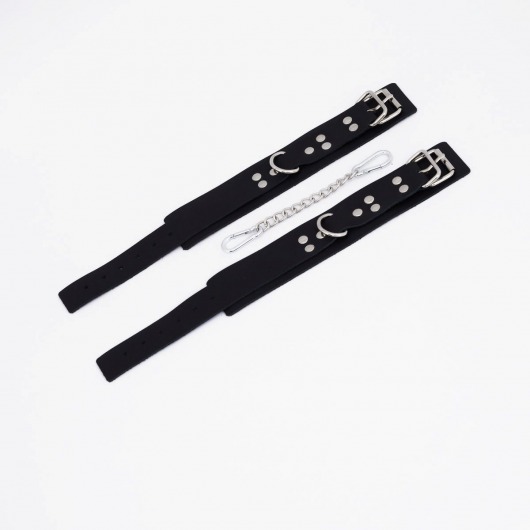 Черные кожаные оковы с регулируемыми ремешками - Crazy Handmade - купить с доставкой в Твери