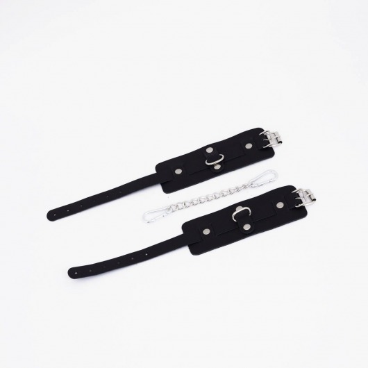 Черные кожаные оковы с хромированной фурнитурой - Crazy Handmade - купить с доставкой в Твери