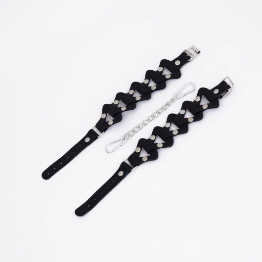 Черные кожаные наручники из звеньев - Crazy Handmade - купить с доставкой в Твери