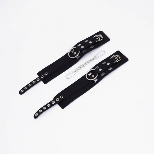 Черные кожаные оковы Sex - Crazy Handmade - купить с доставкой в Твери