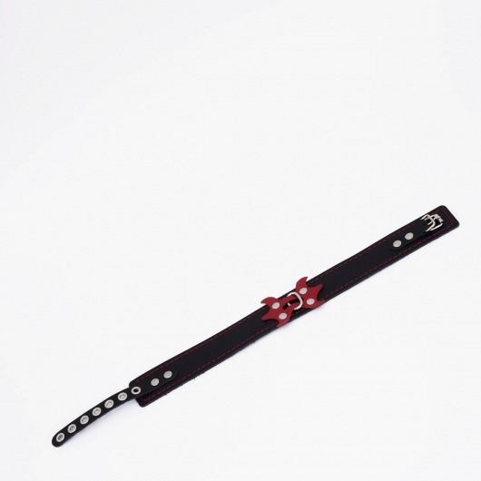 Черный ошейник с красным декором и строчкой - Crazy Handmade - купить с доставкой в Твери