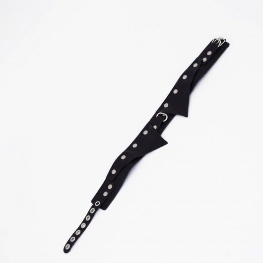 Черный однослойный кожаный ошейник с имитацией воротничка - Crazy Handmade - купить с доставкой в Твери