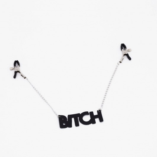 Зажимы на соски с кожаной подвеской Bitch - Crazy Handmade - купить с доставкой в Твери