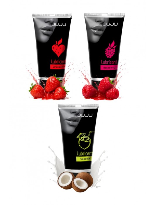 Набор из 3 съедобных лубрикантов JUJU (клубника, малина, кокос) - JuJu - купить с доставкой в Твери