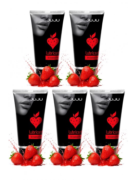 Набор из 5 съедобных лубрикантов JUJU со вкусом клубники - JuJu - купить с доставкой в Твери