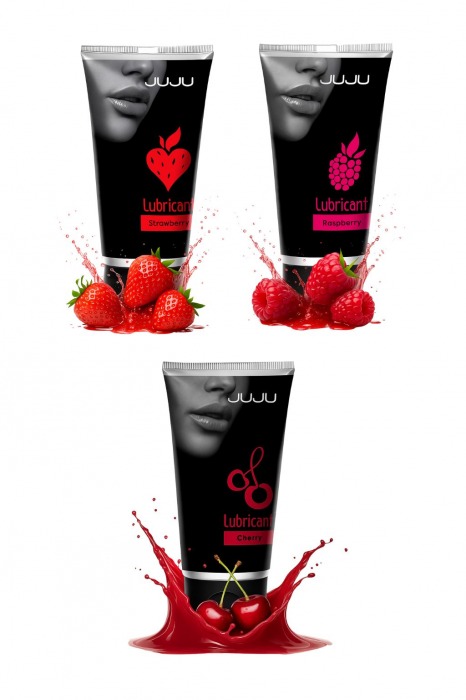 Набор из 3 съедобных лубрикантов JUJU (клубника, малина, вишня) - JuJu - купить с доставкой в Твери