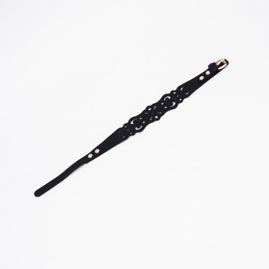 Черный ажурный чокер с золотистой фурнитурой - Crazy Handmade - купить с доставкой в Твери