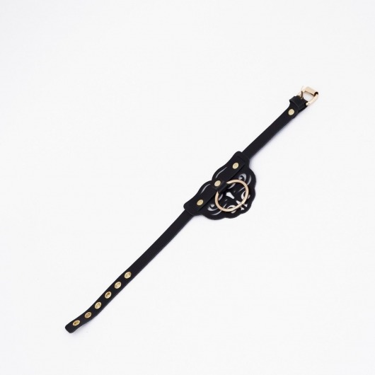 Черный чокер с клепками и золотистой фурнитурой - Crazy Handmade - купить с доставкой в Твери