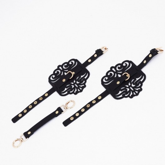 Черный фигурные оковы с золотистой фурнитурой - Crazy Handmade - купить с доставкой в Твери