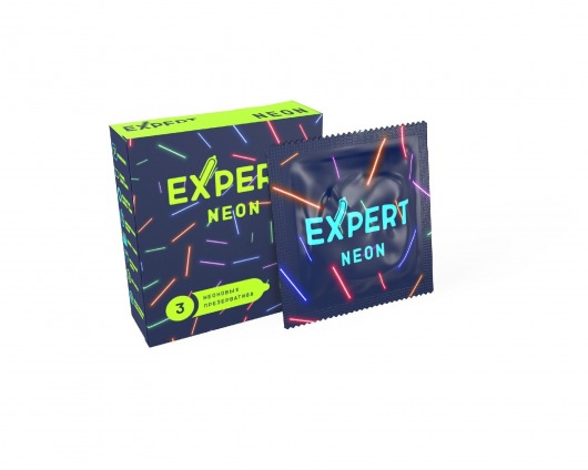 Светящиеся в темноте презервативы Expert Neon - 3 шт. - Expert - купить с доставкой в Твери