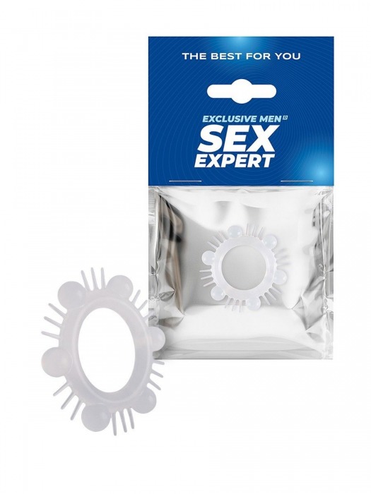 Эластичное эрекционное кольцо с шипиками и шариками - Sex Expert - в Твери купить с доставкой