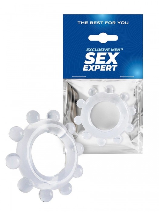 Прозрачное эрекционное кольцо со стимулирующими шариками - Sex Expert - в Твери купить с доставкой