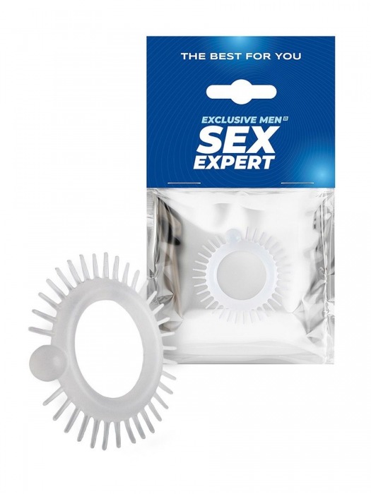 Эластичное эрекционное кольцо с шипиками и шариком - Sex Expert - в Твери купить с доставкой