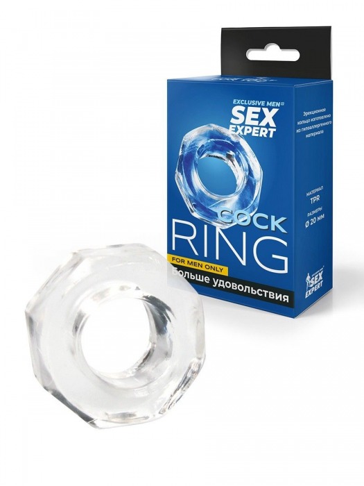 Прозрачное эрекционное кольцо в форме гайки - Sex Expert - в Твери купить с доставкой