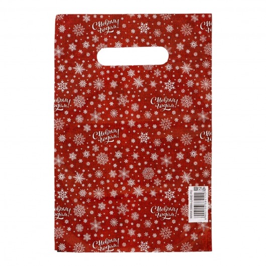 Красный подарочный новогодний пакет с вырубной ручкой (20х30 см) - Сима-Ленд - купить с доставкой в Твери