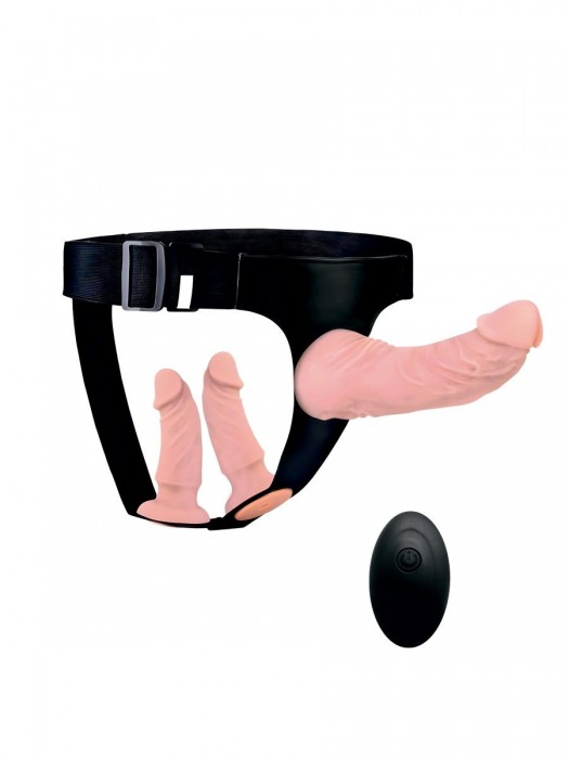 Женский страпон с 3 насадками и вибрацией - Erowoman-Eroman - купить с доставкой в Твери