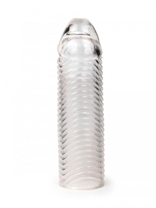 Прозрачная закрытая насадка на пенис с ребрышками - 16 см. - Sex Expert - в Твери купить с доставкой