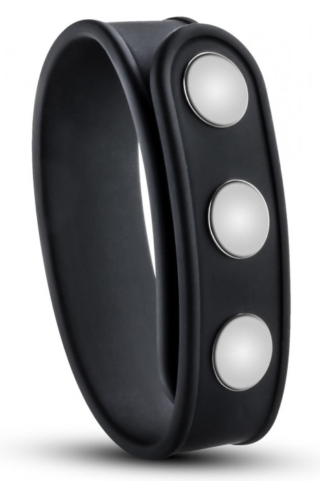 Черное эрекционное кольцо на кнопках - Blush Novelties - в Твери купить с доставкой