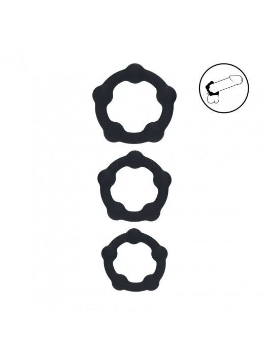 Набор из 3 эрекционных колец Beaded Silicone Cockring Set - Shots Media BV - в Твери купить с доставкой