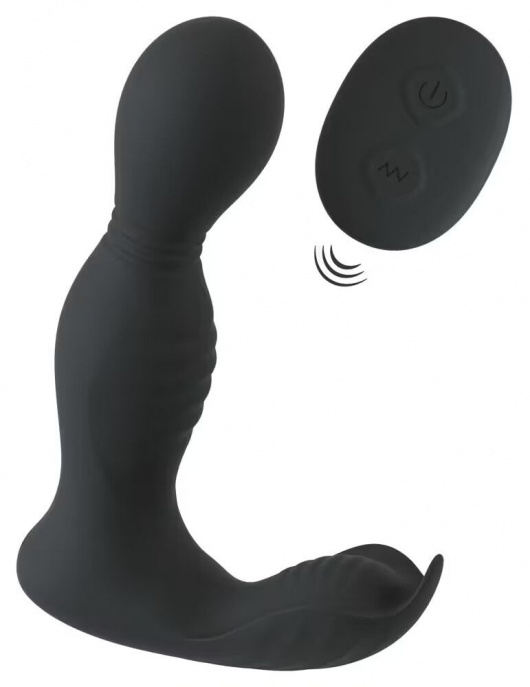 Черная анальная пробка с вибрацией, вращением и пультом ДУ RC Butt Plug with 2 Functions - Orion - в Твери купить с доставкой