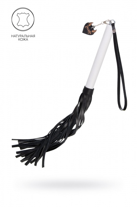 Плеть с белой рукоятью и чёрными хлыстами - 50 см. - Pecado - купить с доставкой в Твери