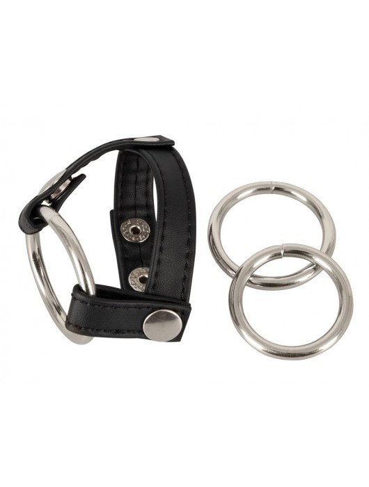 Подхват для мошонки с 3 съемными эрекционными кольцами Leder-Riemen - Orion - в Твери купить с доставкой