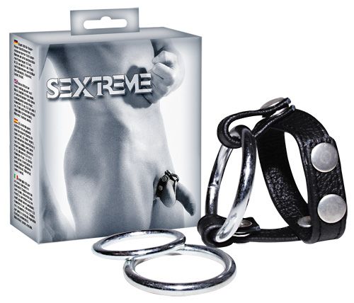 Подхват для мошонки с 3 съемными эрекционными кольцами Leder-Riemen - Orion - в Твери купить с доставкой