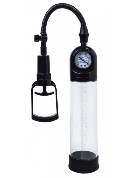 Чёрная вакуумная помпа A-toys с манометром и прозрачной колбой - A-toys - в Твери купить с доставкой