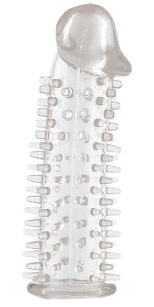 Прозрачная насадка на половой член с закрытой головкой и шипами - 12,5 см. - Toyfa Basic - в Твери купить с доставкой