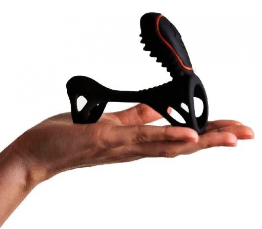 Чёрная насадка на фаллос Gladiator + LRS  с трехкнопочным пультом управления - Adrien Lastic - в Твери купить с доставкой