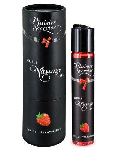 Массажное масло с ароматом клубники Huile de Massage Gourmande Fraise des Bois - 59 мл. - Plaisir Secret - купить с доставкой в Твери