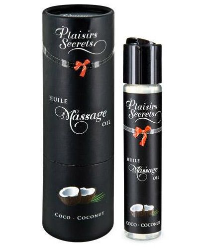 Массажное масло с ароматом кокоса Huile de Massage Gourmande Coco - 59 мл. - Plaisir Secret - купить с доставкой в Твери