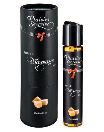 Массажное масло с ароматом карамели Huile de Massage Gourmande Caramel - 59 мл. - Plaisir Secret - купить с доставкой в Твери